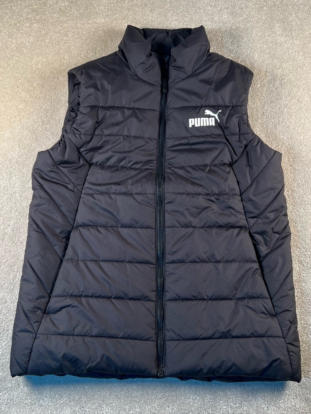Puma Puffer Vest Black Full Zip Women's XSmall Lightweight Zip Pockets